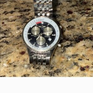 Breitling Chronograph Stainless Steel Watch - Black Dial